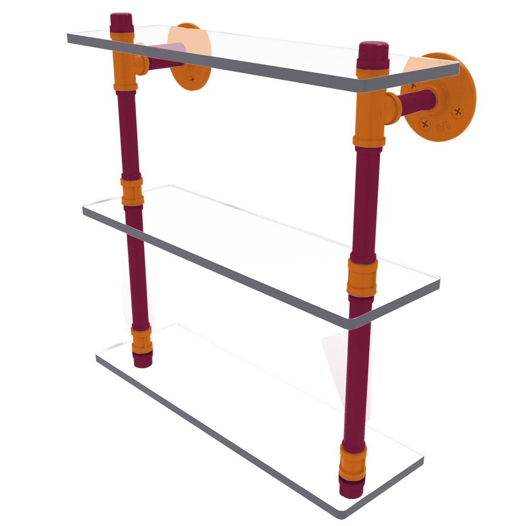 Collegiate  Collection Triple Glass Shelf Blacksburg Game Day Edition