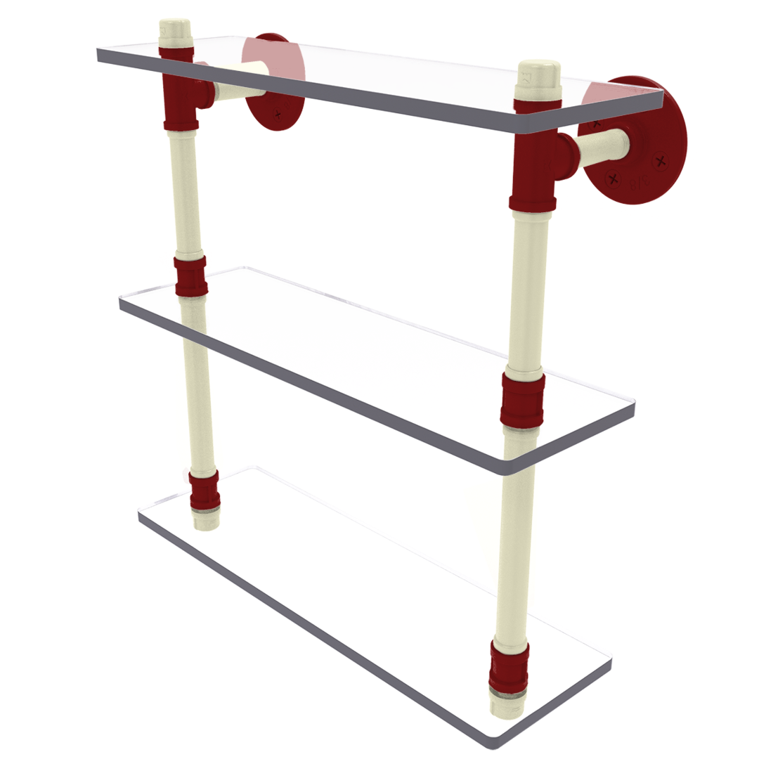 Collegiate  Collection Triple Glass Shelf Norman Crimson and Cream Edition