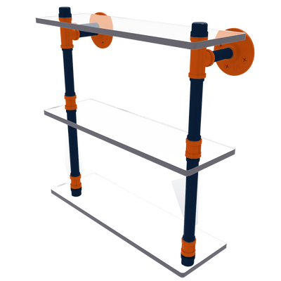 Collegiate  Collection Triple Glass Shelf Plainsmen Blue and Orange Edition