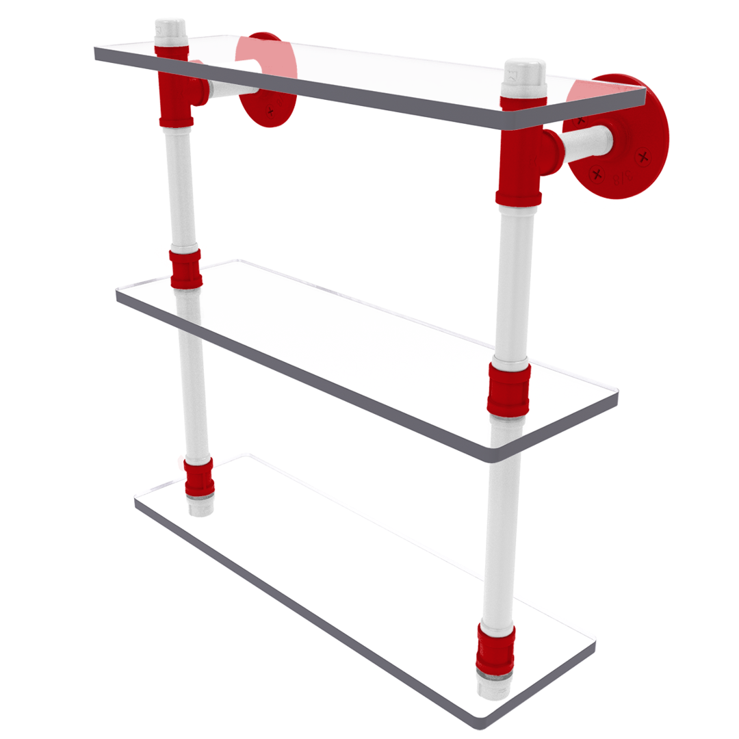 Collegiate  Collection Triple Glass Shelf Badger State Red and White Edition
