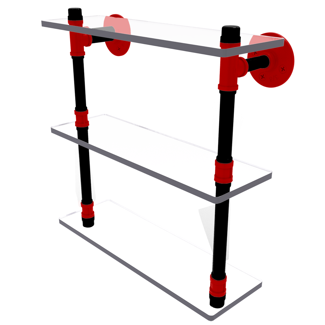 Collegiate  Collection Triple Glass Shelf Lubbock Red and Black Edition