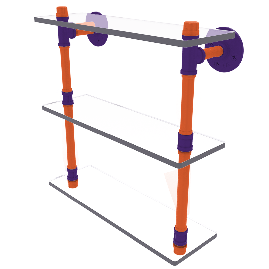 Collegiate  Collection Triple Glass Shelf Foothills Orange and Purple Edition