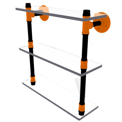 Collegiate  Collection Triple Glass Shelf Stillwater Orange and Black Edition