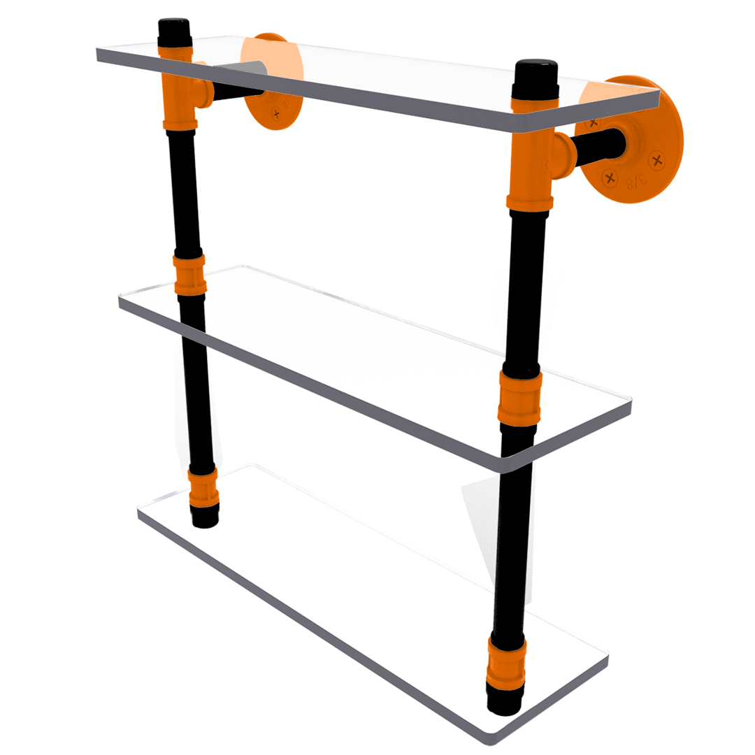 Collegiate  Collection Triple Glass Shelf Stillwater Orange and Black Edition