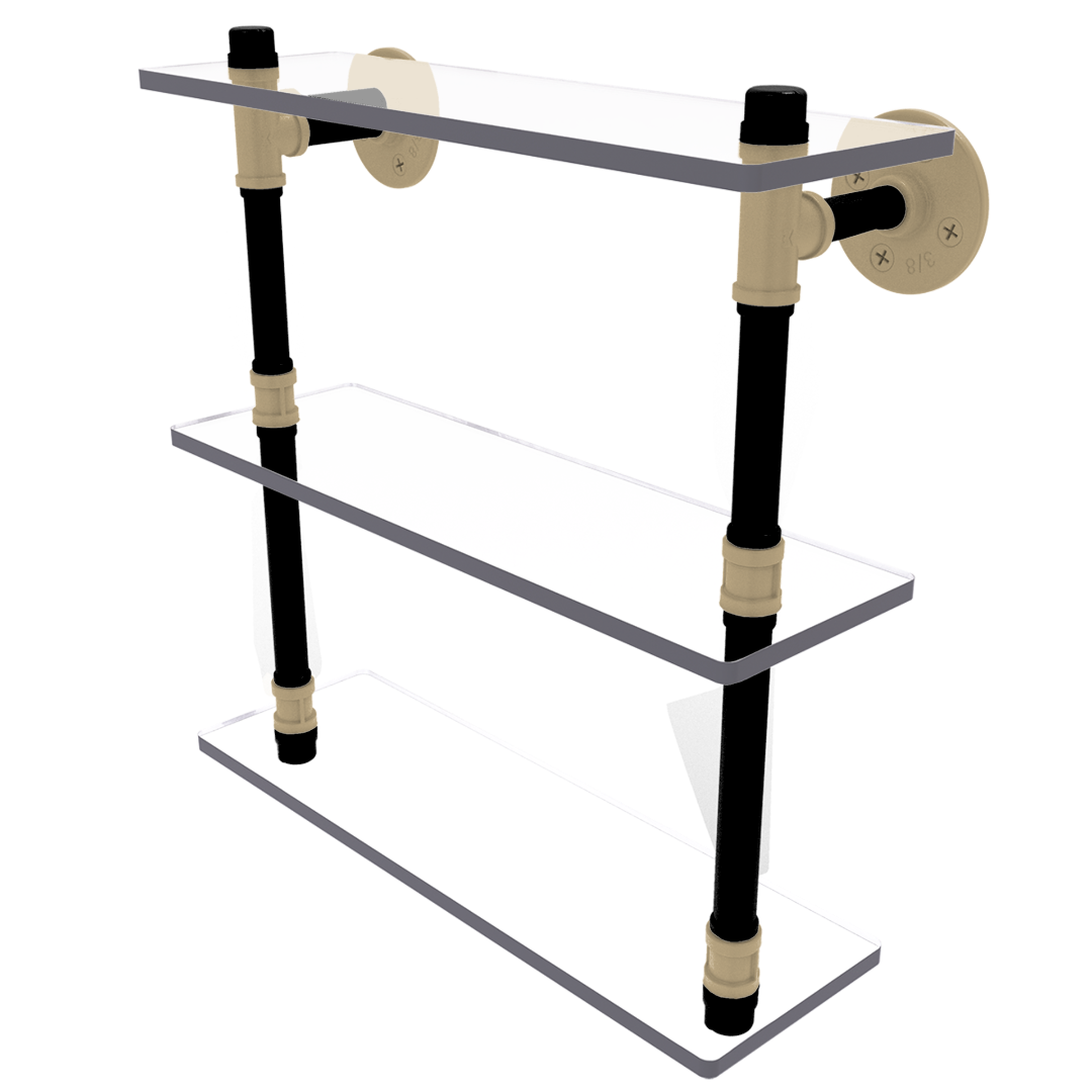 Collegiate  Collection Triple Glass Shelf West Lafayette Black and Gold Edition