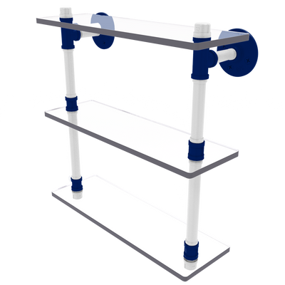 Collegiate  Collection Triple Glass Shelf Durham Blue and White Edition