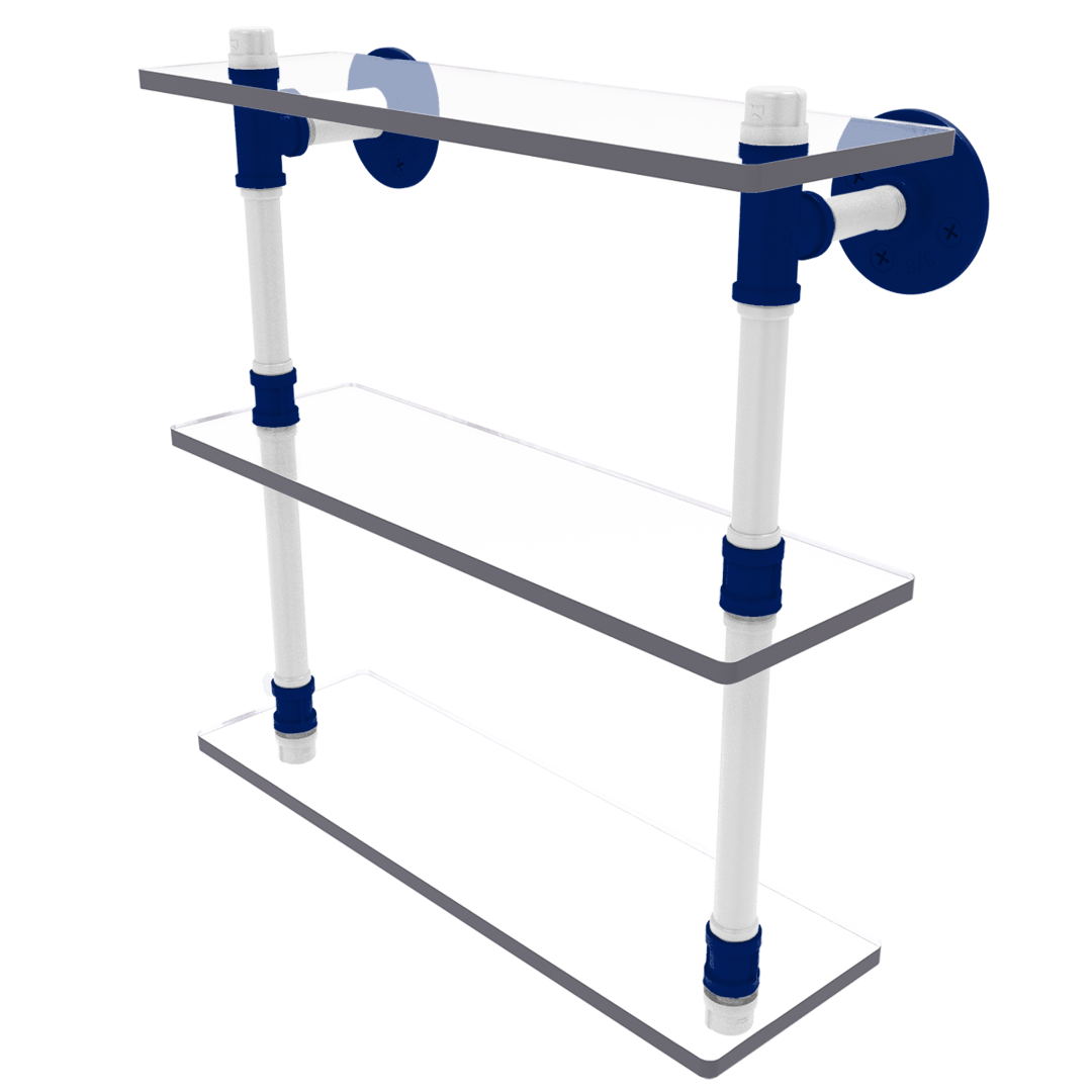 Collegiate  Collection Triple Glass Shelf Durham Blue and White Edition