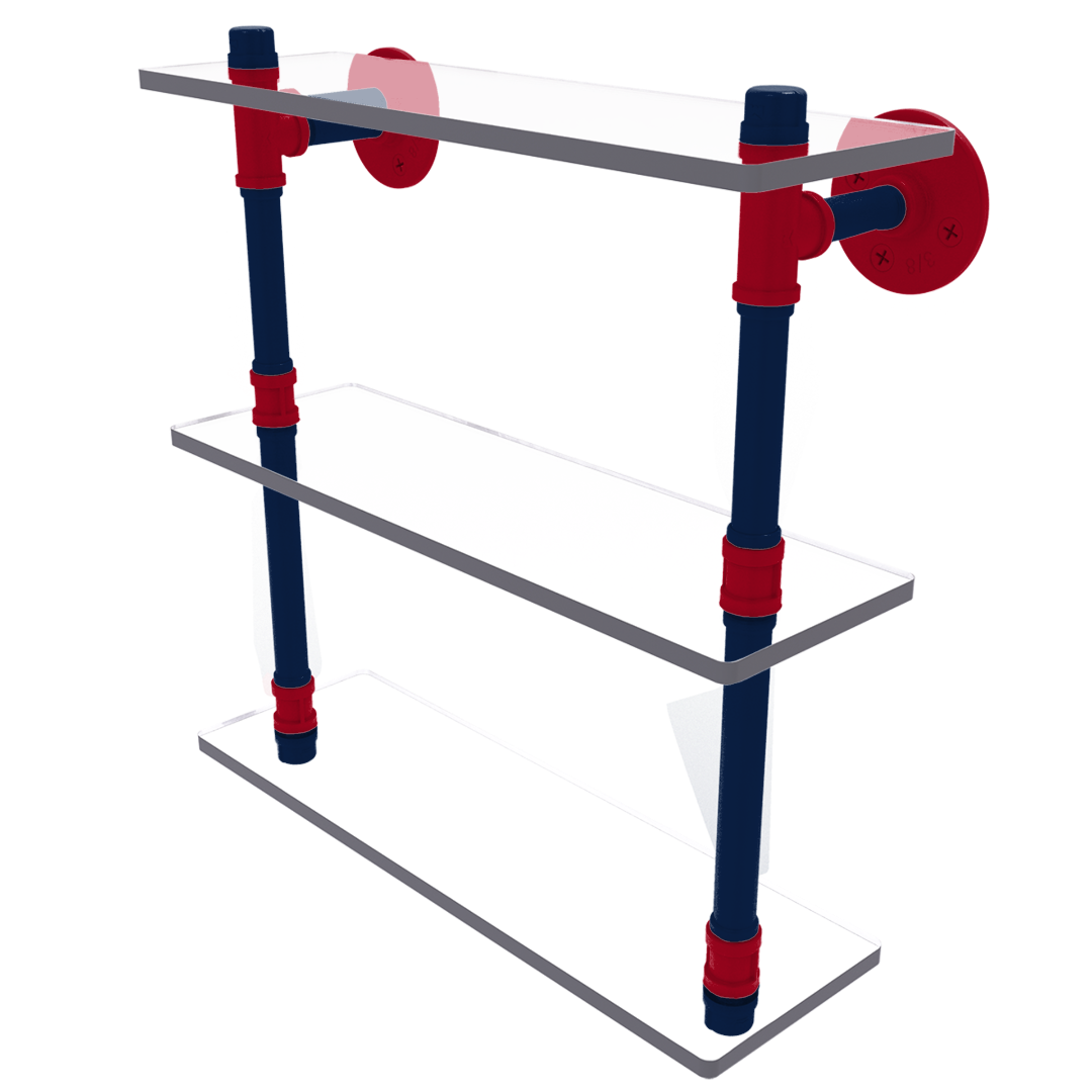 Collegiate  Collection Triple Glass Shelf Tucson Red and Blue Edition