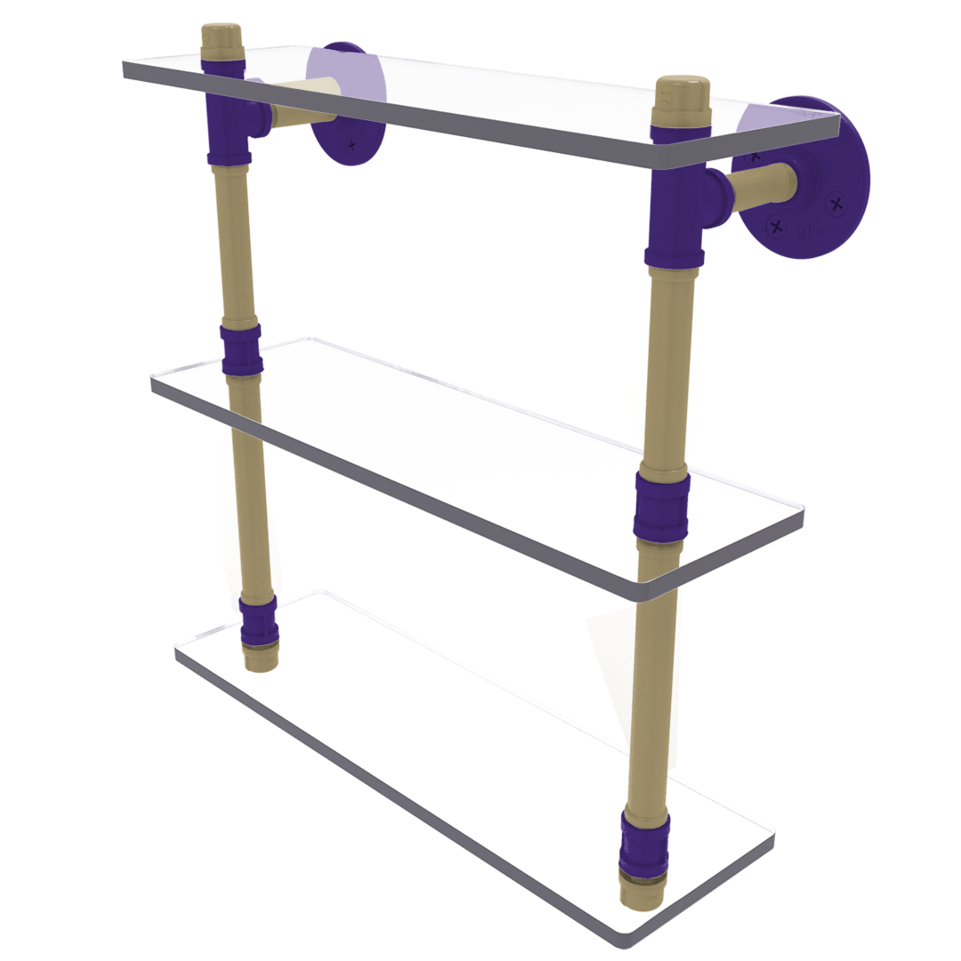 Collegiate  Collection Triple Glass Shelf Seattle Purple and Gold Edition
