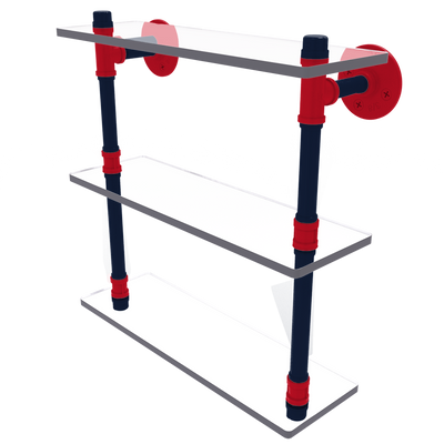 Collegiate  Collection Triple Glass Shelf Oxford Red and Navy Edition
