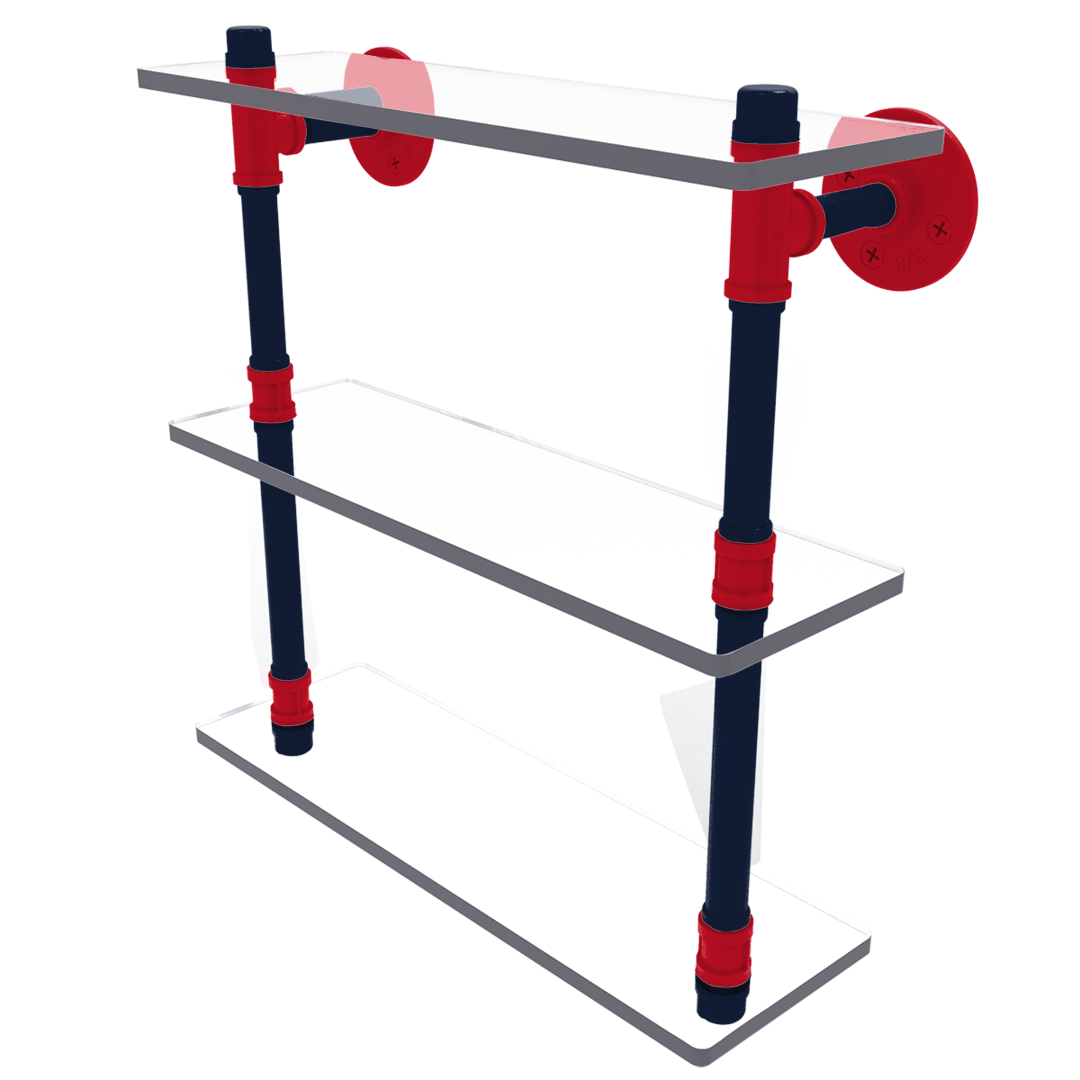 Collegiate  Collection Triple Glass Shelf Oxford Red and Navy Edition