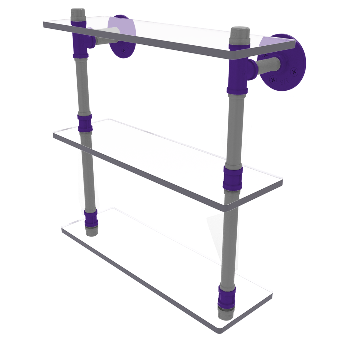 Collegiate  Collection Triple Glass Shelf Flint Hills Purple and Silver Edition
