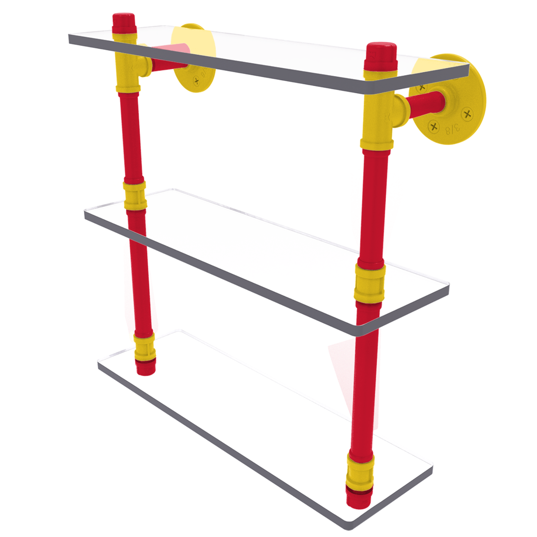 Collegiate  Collection Triple Glass Shelf Chesapeake Red Black and Gold Edition