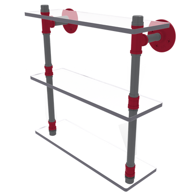 Collegiate  Collection Triple Glass Shelf Pullman Crimson and Gray Edition
