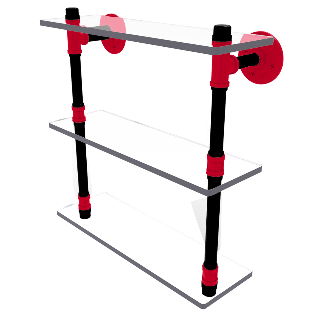 Collegiate  Collection Triple Glass Shelf Cincy Red and Black Edition