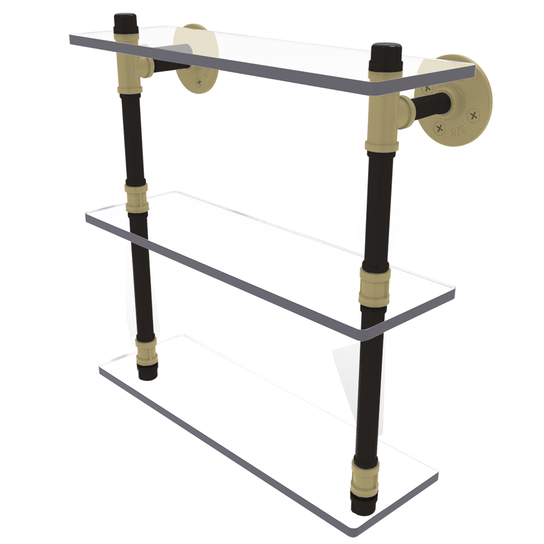 Collegiate  Collection Triple Glass Shelf Boulder Black and Gold Edition