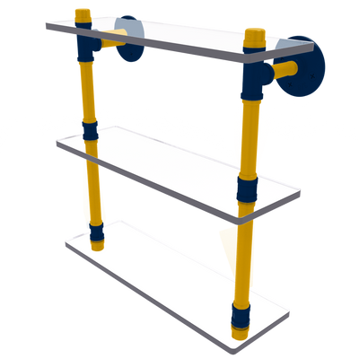 Collegiate Collection Triple Glass Shelf  Mountaineer State Blue and Gold Edition
