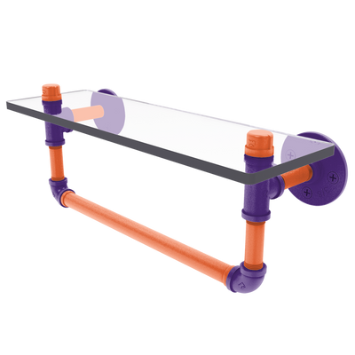 Collegiate Collection Glass Shelf with Towel Bar Foothills Orange and Purple Edition