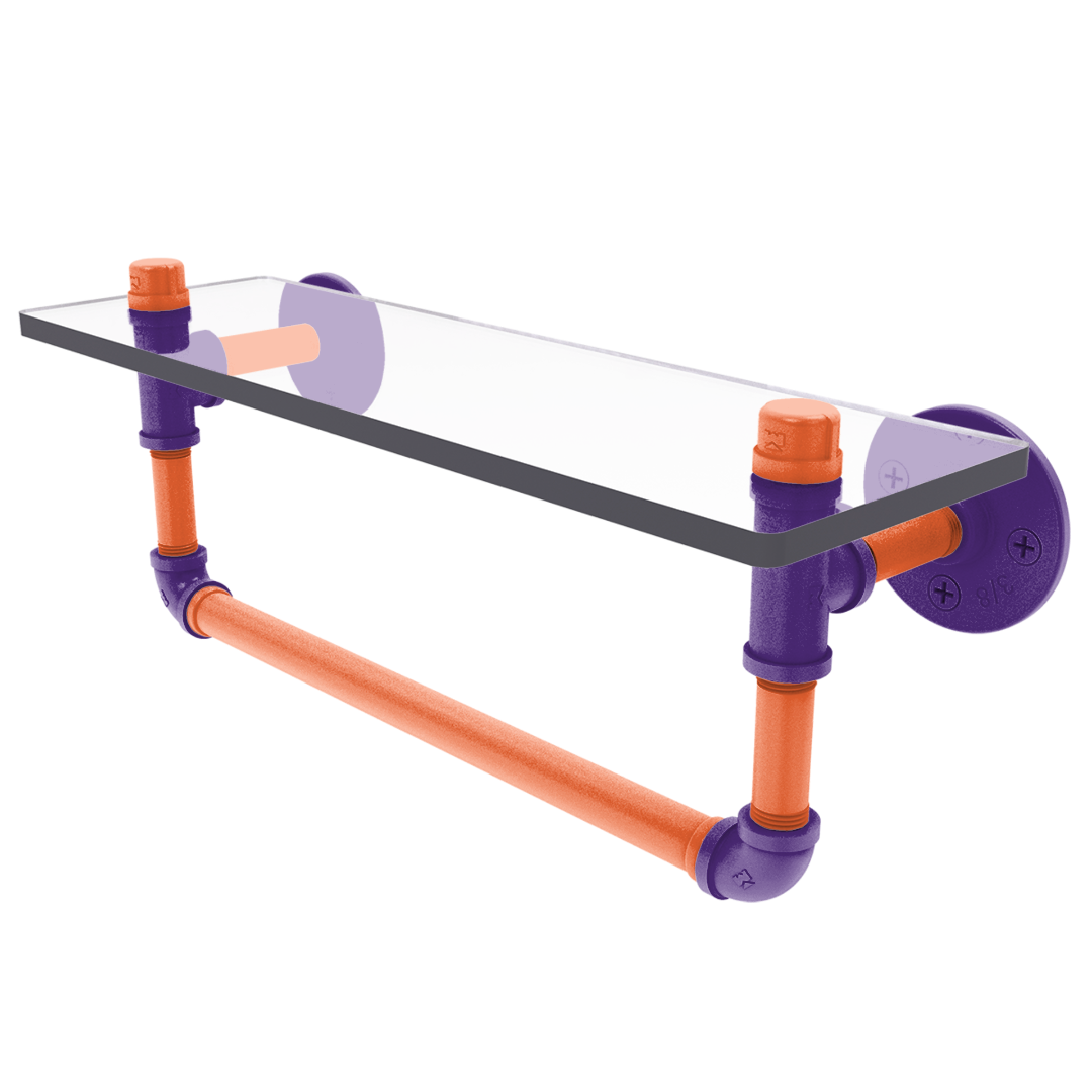 Collegiate Collection Glass Shelf with Towel Bar Foothills Orange and Purple Edition