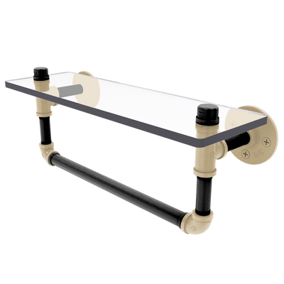 Collegiate Collection Glass Shelf with Towel Bar West Lafayette Black and Gold Edition