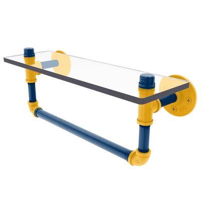 Collegiate Collection Glass Shelf with Towel Bar Bay Area Blue and Gold Edition