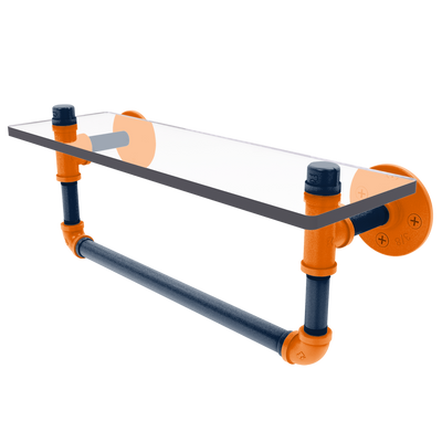 Collegiate Collection Glass Shelf with Towel Bar Upstate New York Orange and Navy Edition