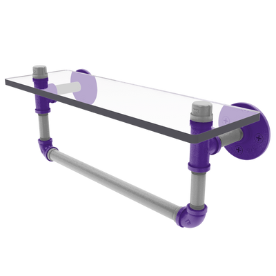 Collegiate Collection Glass Shelf with Towel Bar Flint Hills Purple and Silver Edition