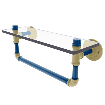 Collegiate Collection Glass Shelf with Towel Bar Atlanta Gold and White Edition