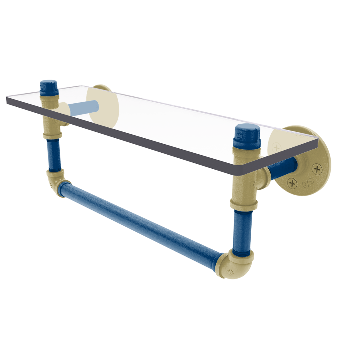 Collegiate Collection Glass Shelf with Towel Bar Atlanta Gold and White Edition