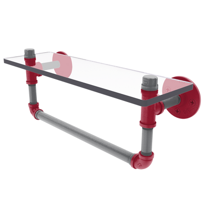 Collegiate Collection Glass Shelf with Towel Bar Pullman Crimson and Gray Edition