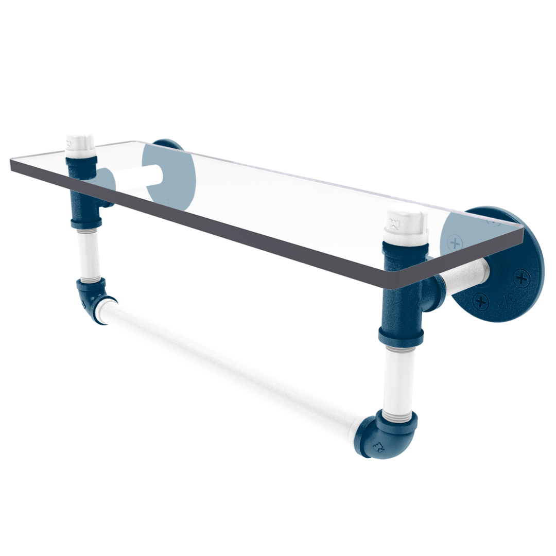 Collegiate Collection Glass Shelf with Towel Bar Hartford Blue and White Edition