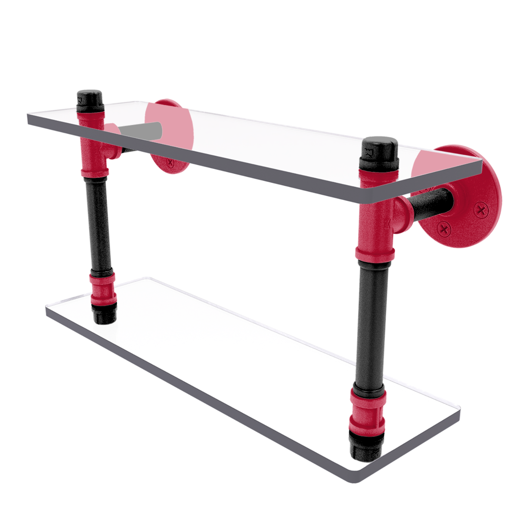 Collegiate Collection Double Glass Shelf Athens Red and Black Edition