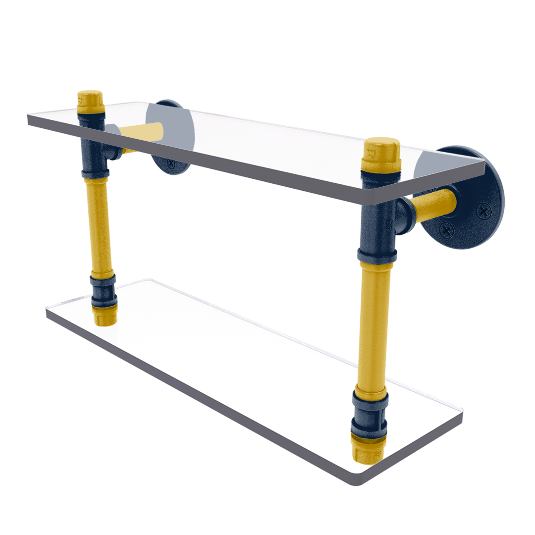 Collegiate Collection Double Glass Shelf South Bend Game Day Edition