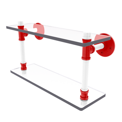 Collegiate Collection Double Glass Shelf Cornhusker Red and White Edition
