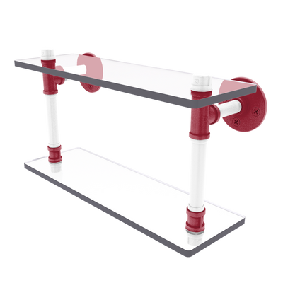 Collegiate Collection Double Glass Shelf Fayetteville Red and White Edition