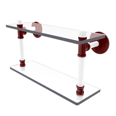 Collegiate Collection Double Glass Shelf College Station Maroon and White Edition