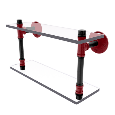 Collegiate Collection Double Glass Shelf Columbia Garnet and Black Edition