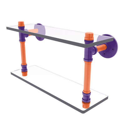 Collegiate Collection Double Glass Shelf Foothills Orange and Purple Edition