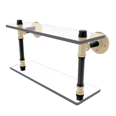 Collegiate Collection Double Glass Shelf West Lafayette Black and Gold Edition