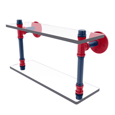 Collegiate Collection Double Glass Shelf Tucson Red and Blue Edition