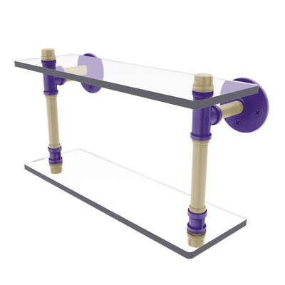 Collegiate Collection Double Glass Shelf Seattle Purple and Gold Edition
