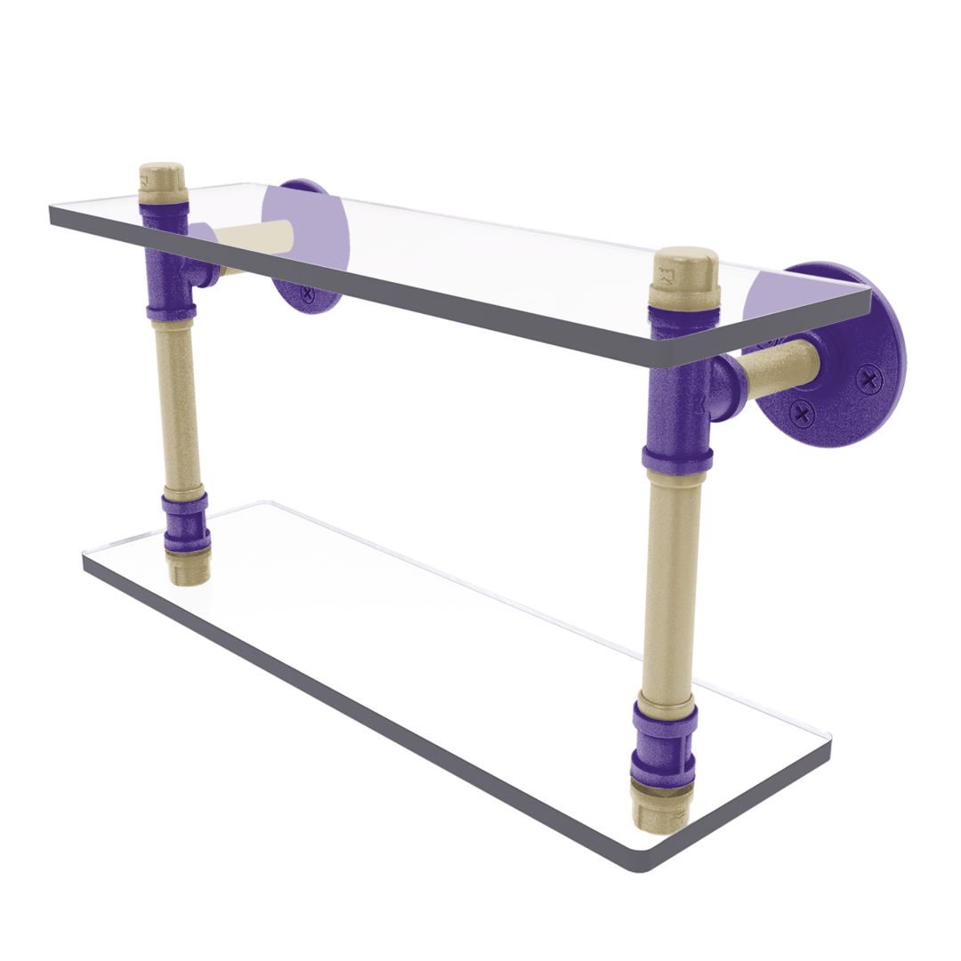 Collegiate Collection Double Glass Shelf Seattle Purple and Gold Edition