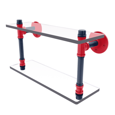 Collegiate Collection Double Glass Shelf Oxford Red and Navy Edition