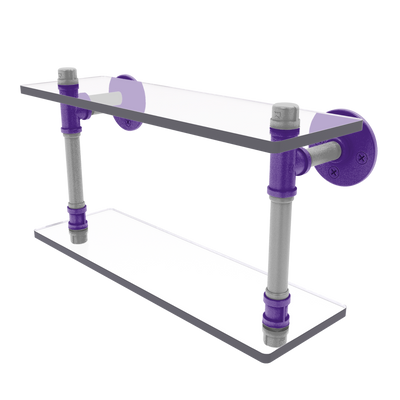 Collegiate Collection Double Glass Shelf Flint Hills Purple and Silver Edition