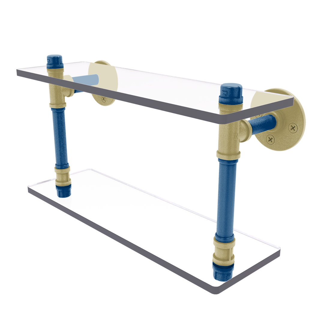 Collegiate Collection Double Glass Shelf Atlanta Gold and White Edition