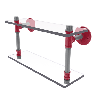 Collegiate Collection Double Glass Shelf Pullman Crimson and Gray Edition