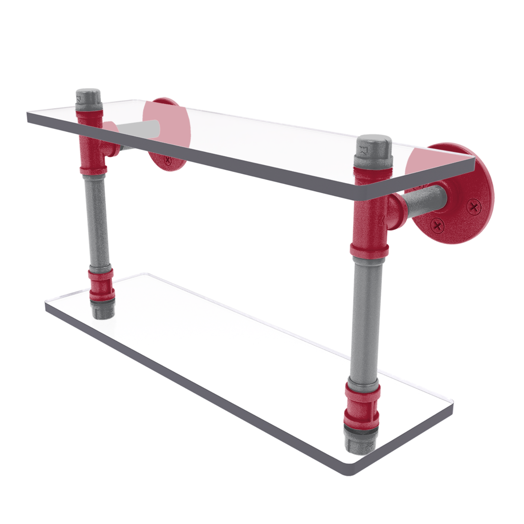 Collegiate Collection Double Glass Shelf Pullman Crimson and Gray Edition