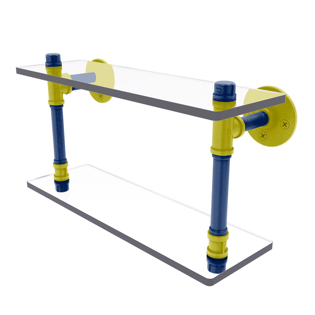 Collegiate Collection Double Glass Shelf Steel City Game Day Edition