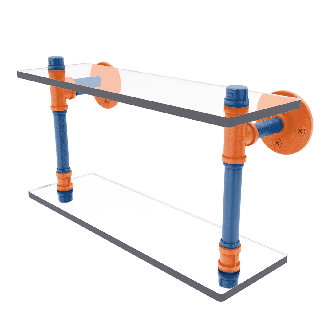 Collegiate Collection Double Glass Shelf Treasure Valley Blue and Orange Edition