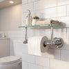 Astor Place Collection Two Post Toilet Tissue Holder with Glass Shelf